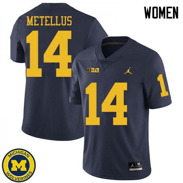 Womens University of Michigan #14 Josh Metellus Navy Jordan Brand Alumni Jersey